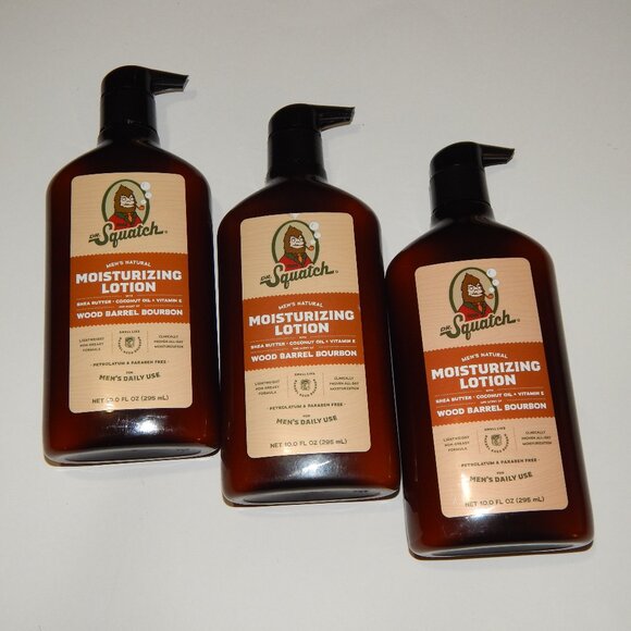 3 Dr Squatch Wood Barrel Bourbon Moisturizing Lotion 10oz Ea - Picture 1 of 2